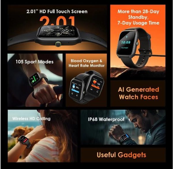 Oraimo watchh 5 Lite 2.01"HD IP68 Smart Watch - Image 3